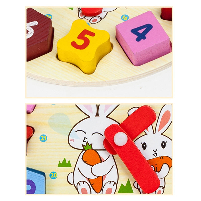 Baby's Wooden Montessori Clock Blocks