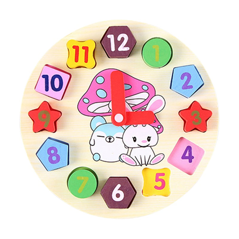 Baby's Wooden Montessori Clock Blocks