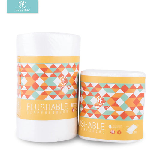 HappyFlute Bamboo Diaper Liners – 2 Roll Set of Flushable Biodegradable Cloth Diaper Liners