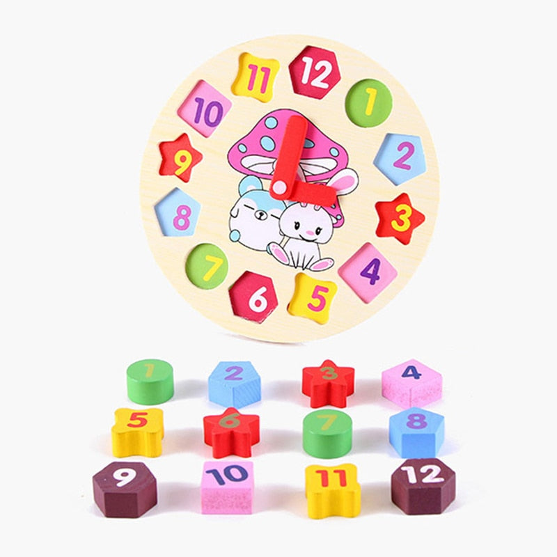 Baby's Wooden Montessori Clock Blocks