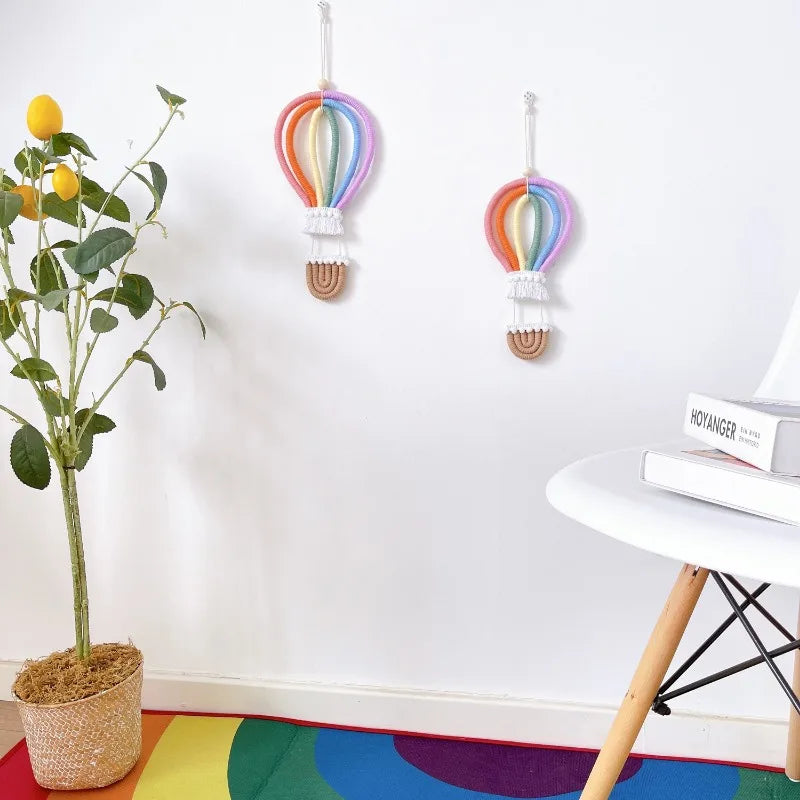 Boho Hot Air Balloon Wall Hanging Decor for Baby Nursery