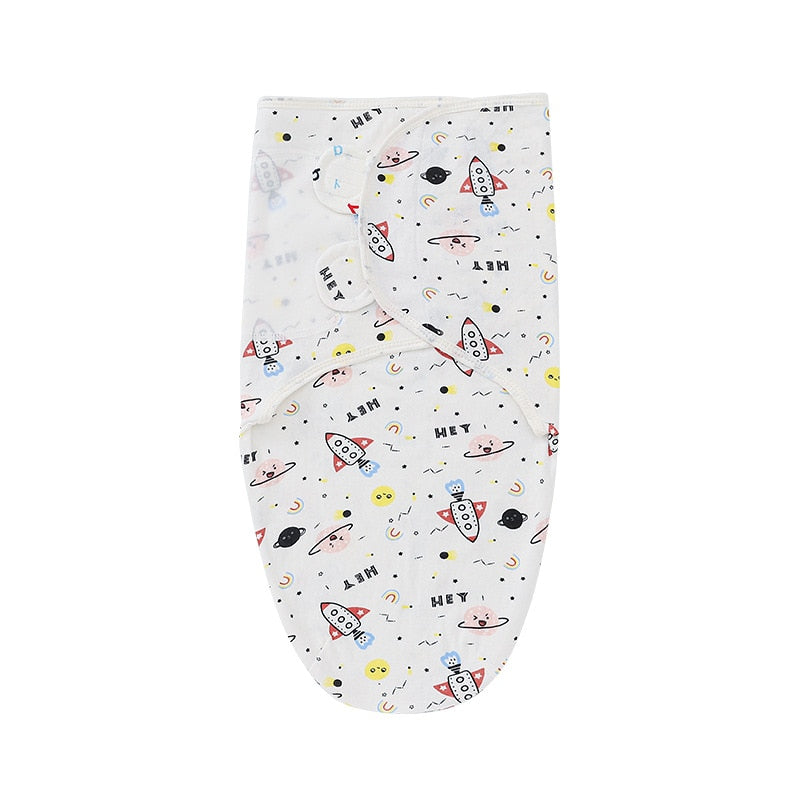 Cotton Baby Swaddle Wrap with Hat - Rocket