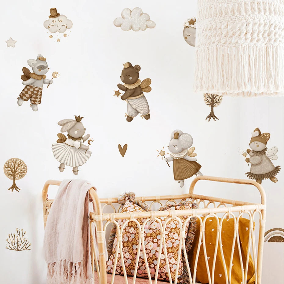 Boho Animal Wall Stickers for Baby Nursery or Kids Room Decor