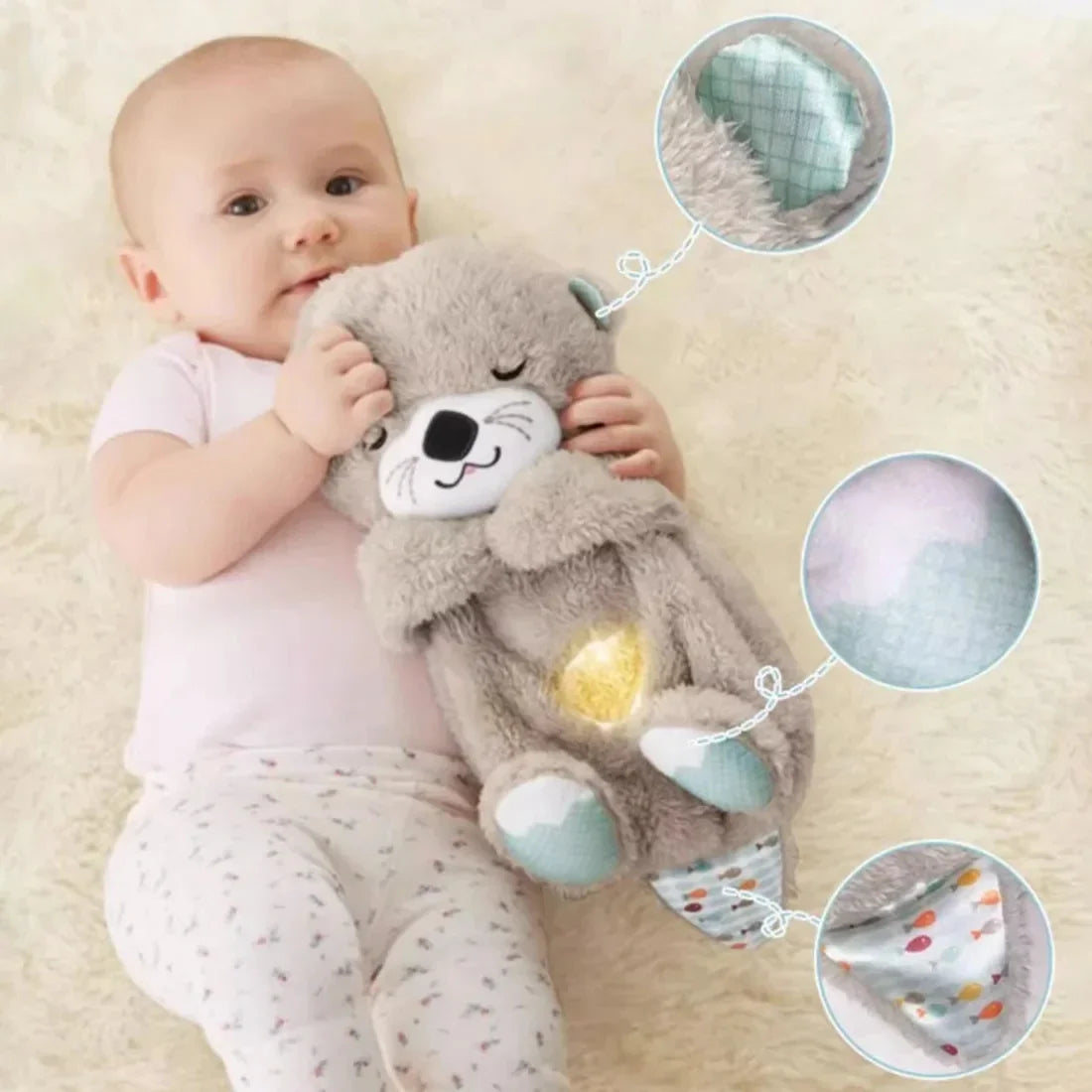 Breathing Sleep Otter Plush Toy - Brown