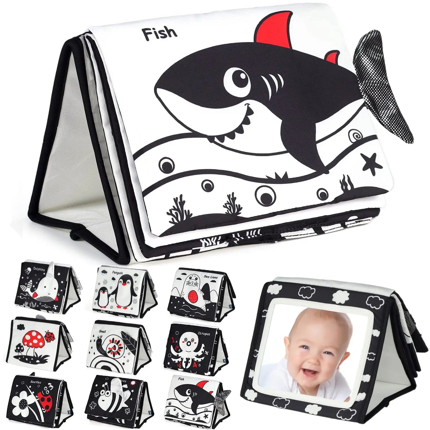 High Contrast Tummy Time Mirror - Shark