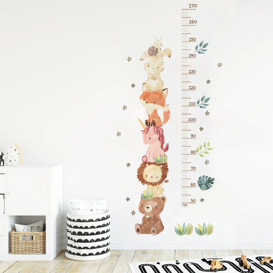 Baby Nursery Growth Chart Wall Sticker - Animals