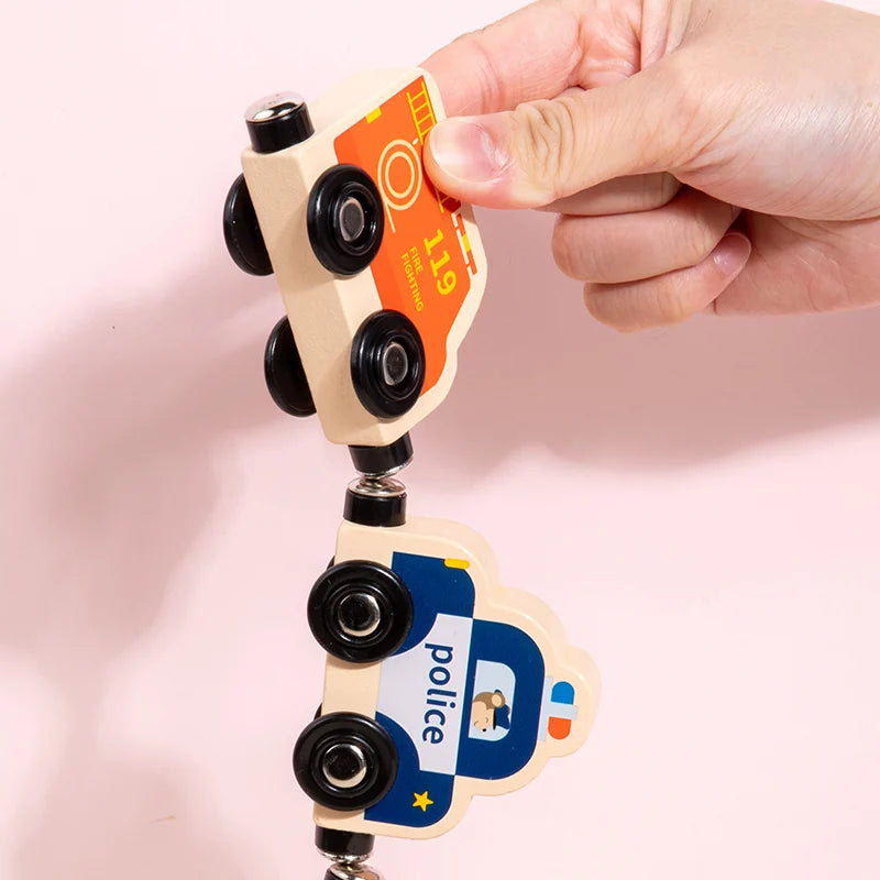 Montessori Wooden Magnetic Train Set - Vehicles