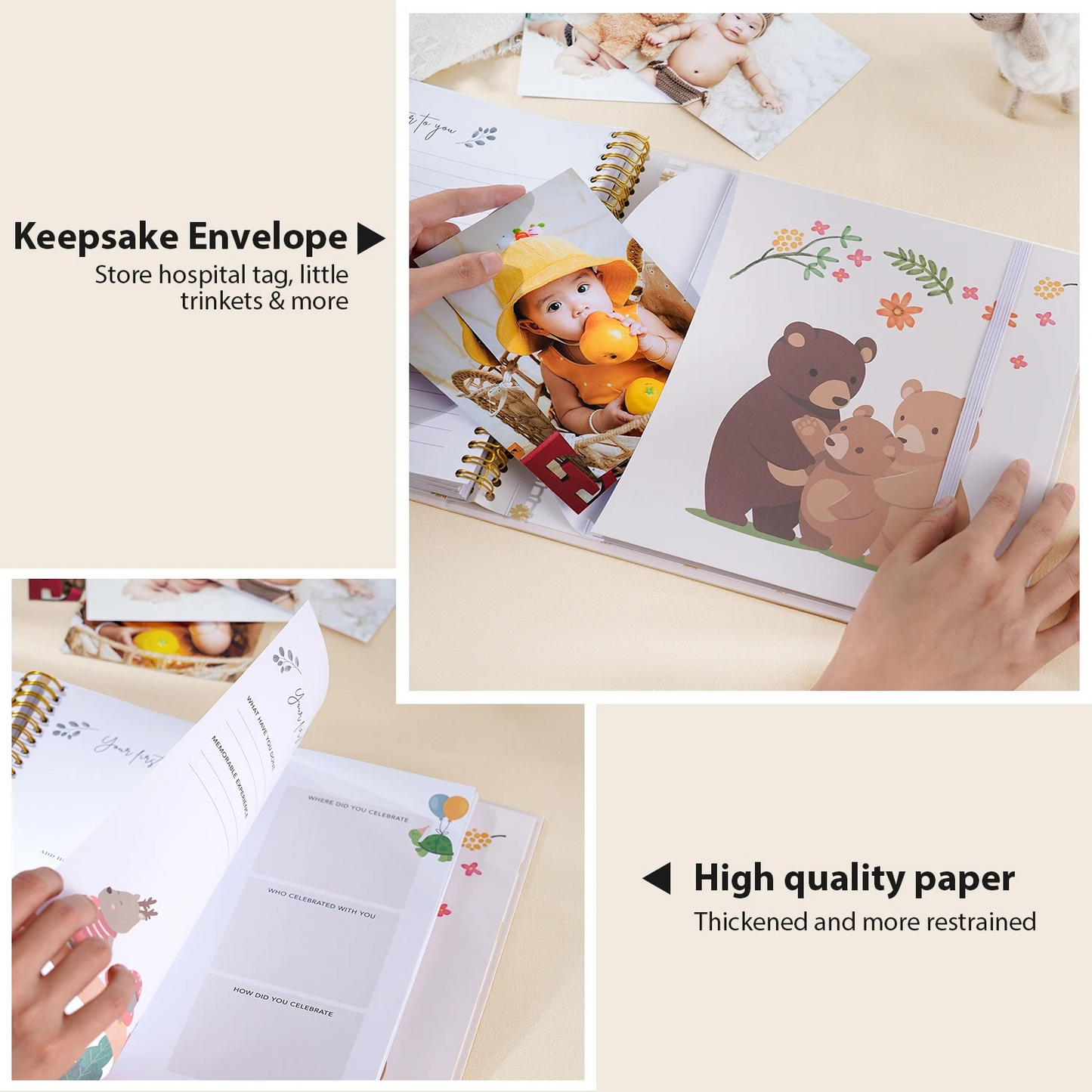 Baby Memory Book & Scrapbook Journal with Keepsake Sleeve | Birth to 5 Years