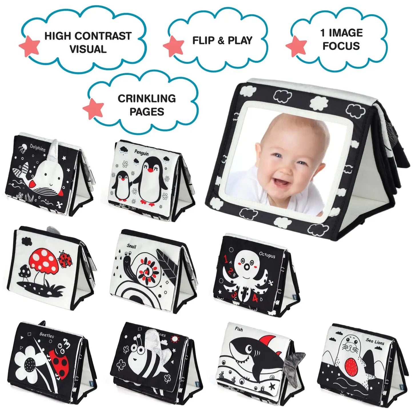 High Contrast Tummy Time Mirror - Shark