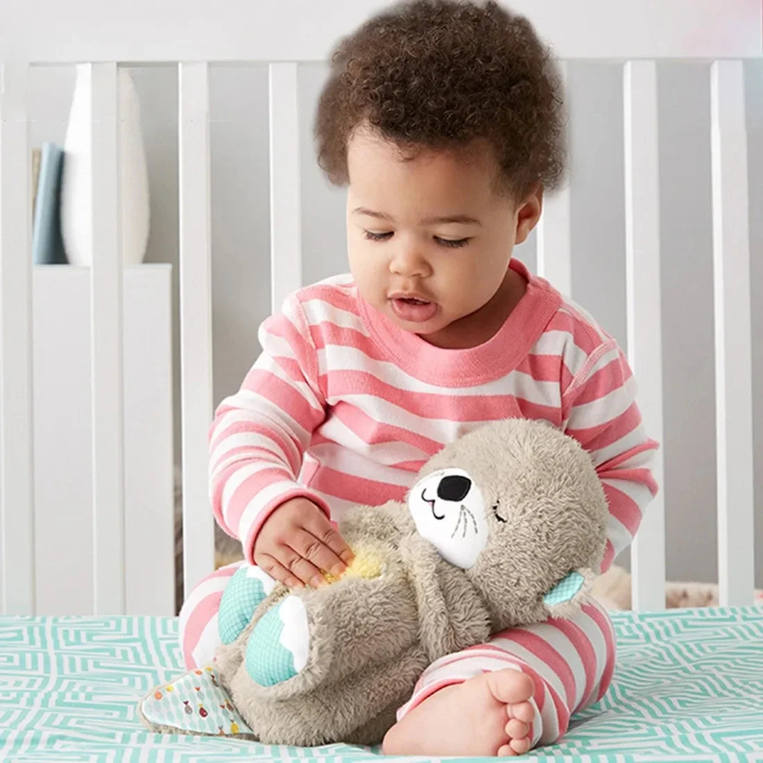 Breathing Sleep Otter Plush Toy - Grey