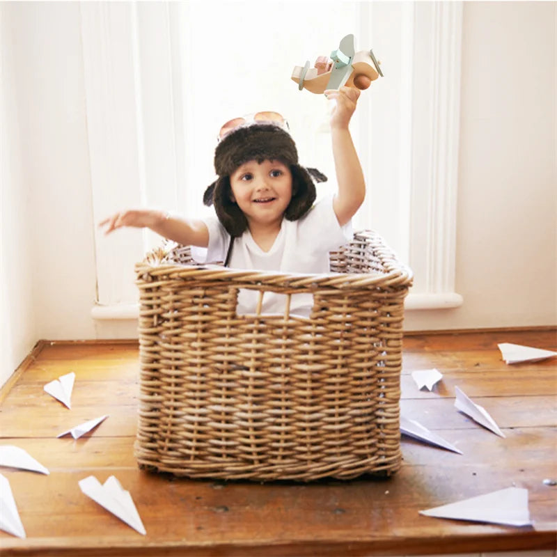 Wooden Airplane Toy with Animal Passengers