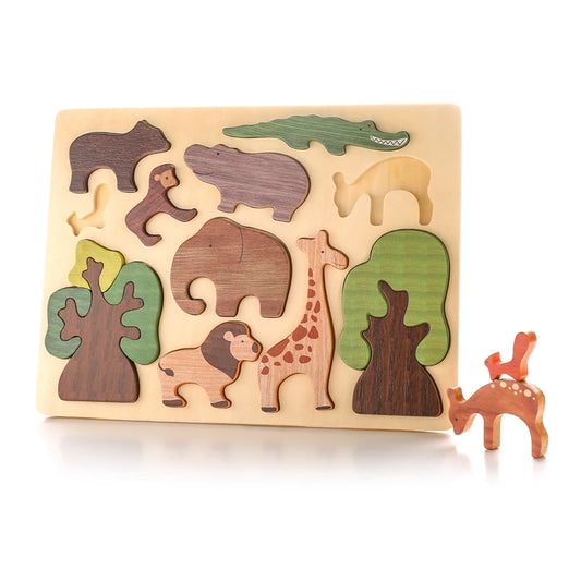 Montessori 3D Wooden Puzzle – Forest Animals Jigsaw