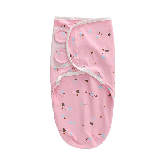 Cotton Baby Swaddle Wrap with Hat - Pink