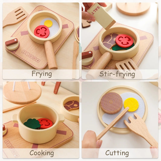 Montessori Wooden Pretend Cooking Set -27-Piece