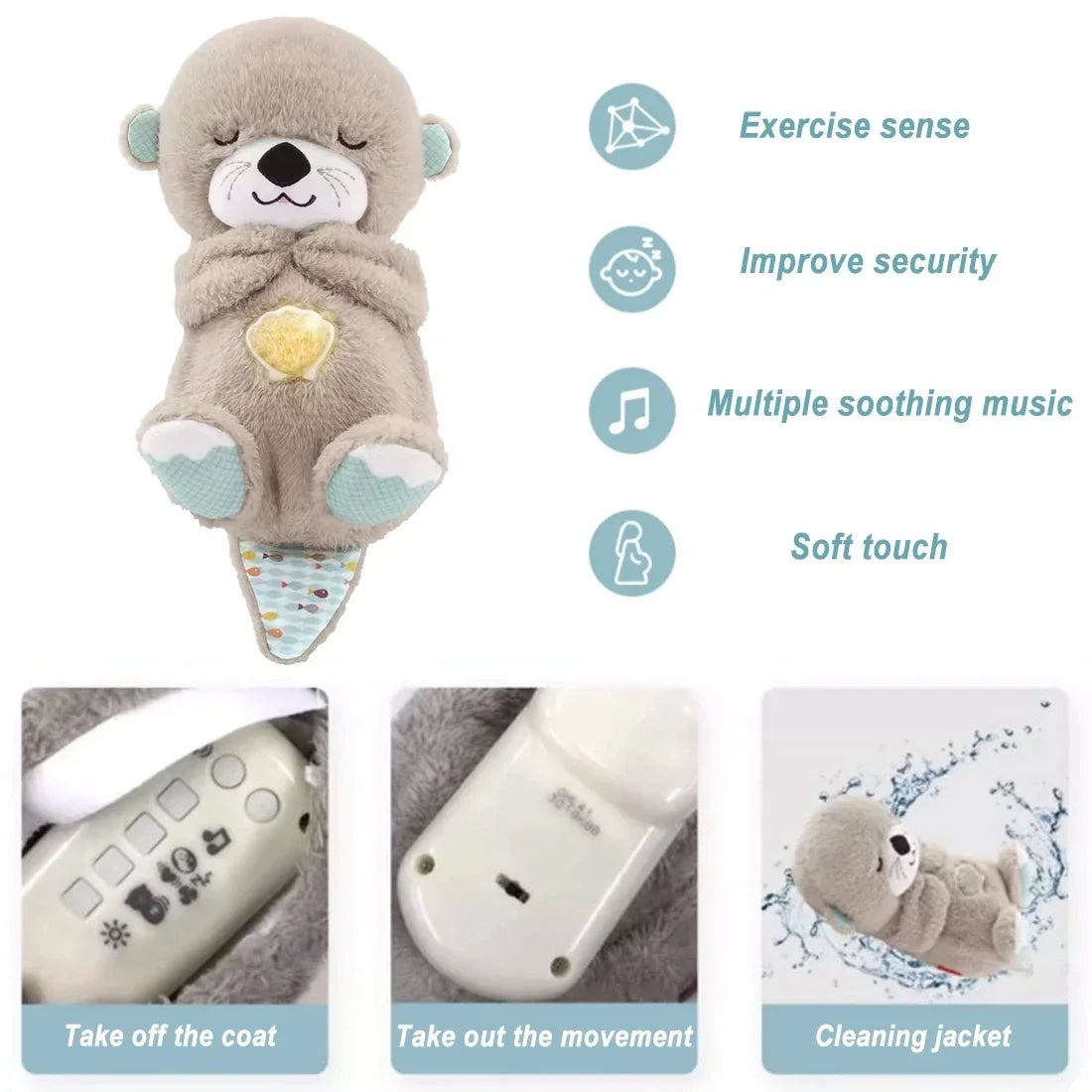 Breathing Sleep Otter Plush Toy - Brown