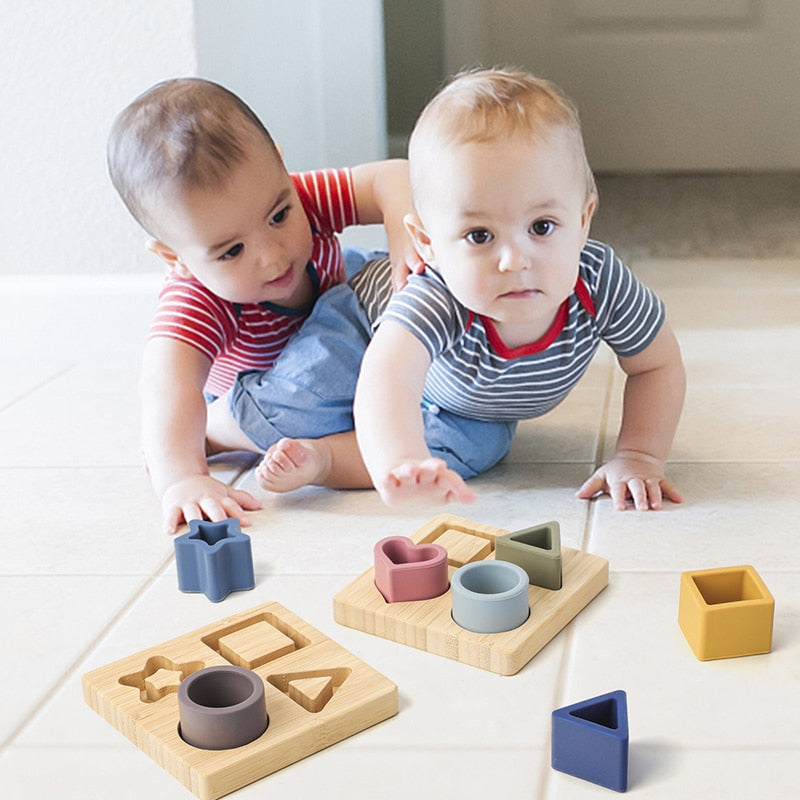 Montessori Baby Silicone Blocks - Shapes