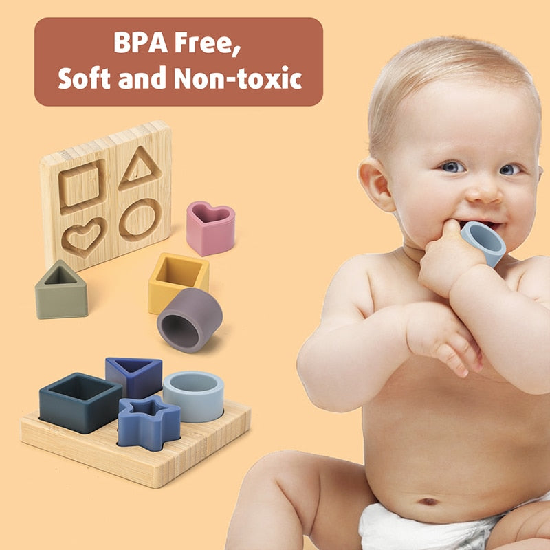 Montessori Baby Silicone Blocks - Shapes