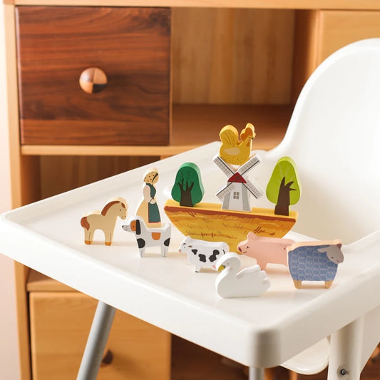Baby Farm Wooden Stacking Blocks – Animal Balance Toy