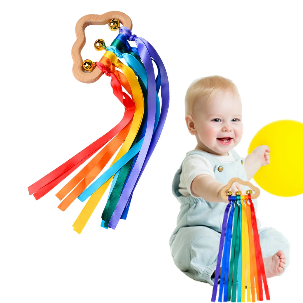 Montessori Rainbow Sensory Ribbon Wand