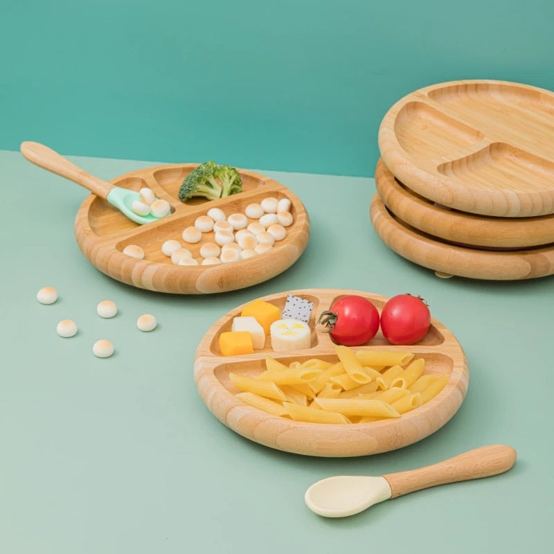 Baby Wooden Feeding plate with Silicone Suction Cup - ittybittybubba