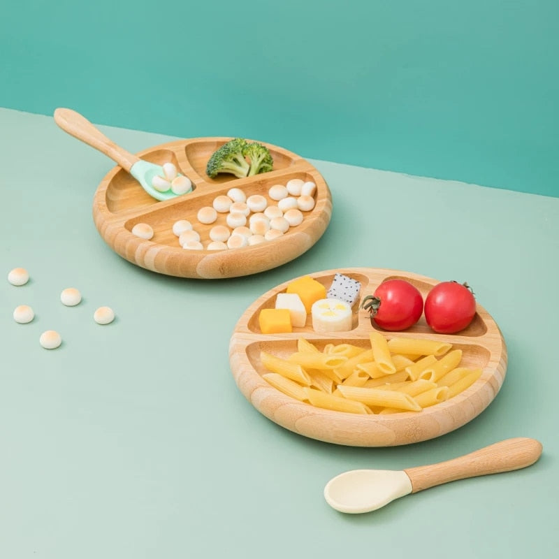 Baby Wooden Feeding plate with Silicone Suction Cup - ittybittybubba