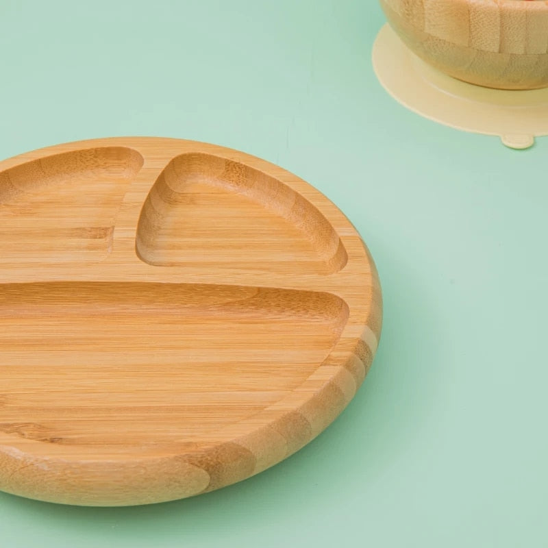 Baby Wooden Feeding plate with Silicone Suction Cup - ittybittybubba