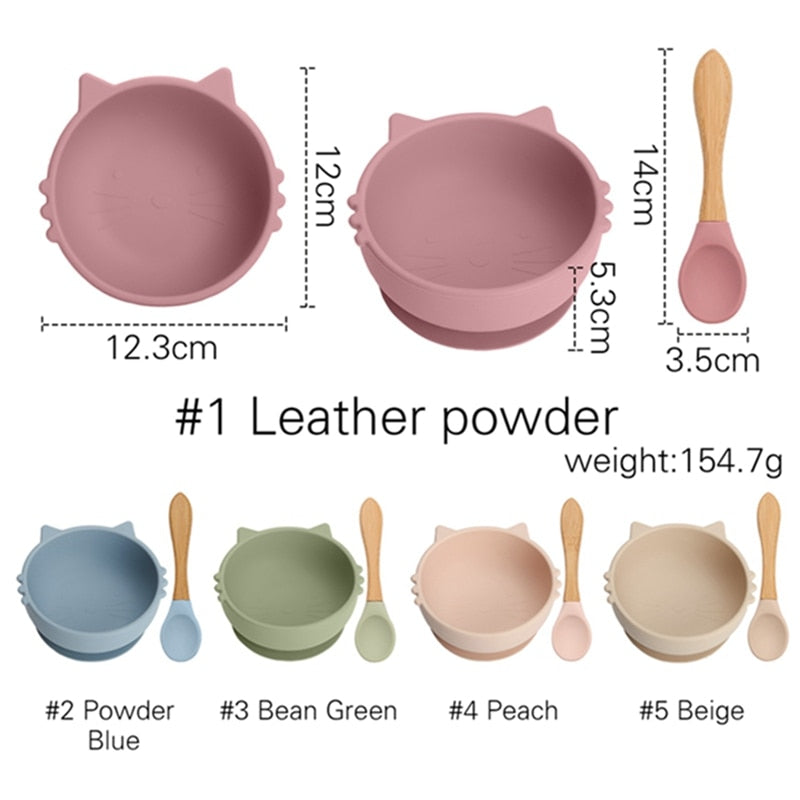 Baby's Silicone Cat Shaped Feeding Bowl - ittybittybubba