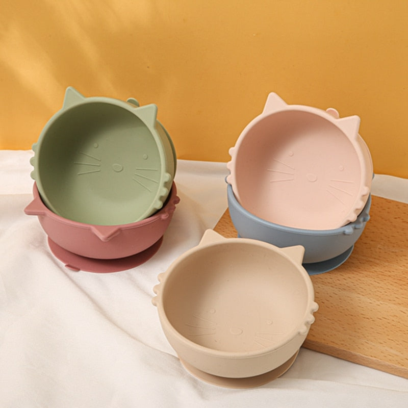 Baby's Silicone Cat Shaped Feeding Bowl - ittybittybubba