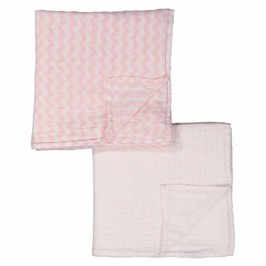 Muslin Swaddling Blanket - Pink star