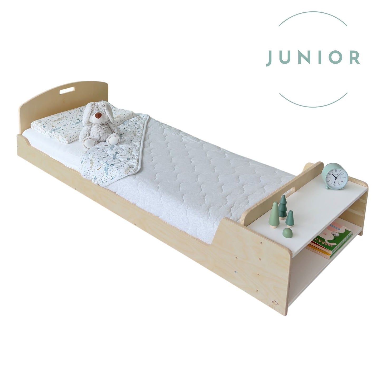 CHERRY JUNIOR - Montessori Floor Bed with Shelves