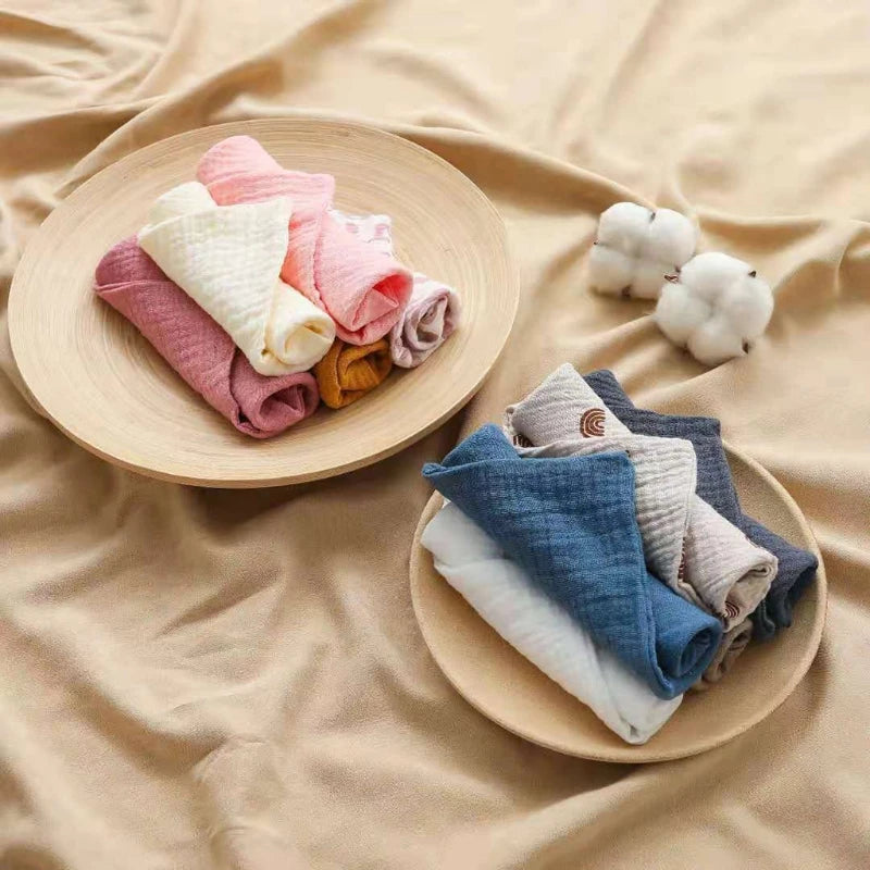 Baby Towel Set – 5 PCS Muslin Cotton Hand & Face Washcloths