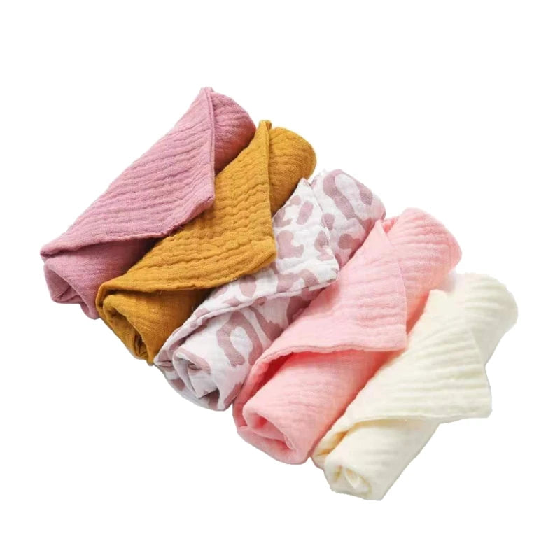 Baby Towel Set – 5 PCS Muslin Cotton Hand & Face Washcloths