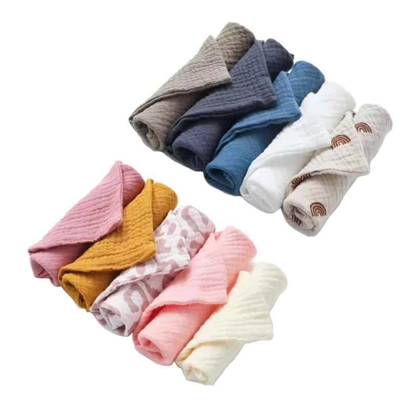 Baby Towel Set – 5 PCS Muslin Cotton Hand & Face Washcloths