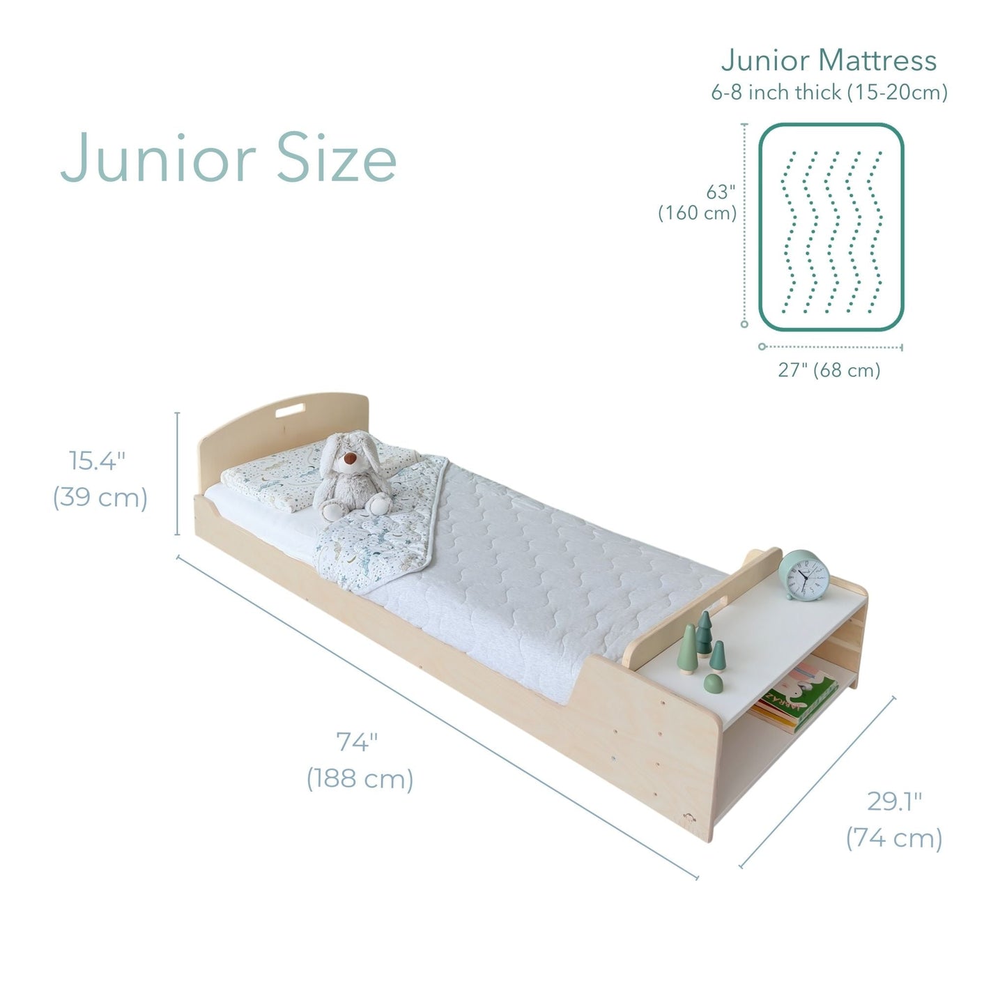 CHERRY JUNIOR - Montessori Floor Bed with Shelves