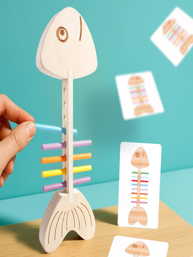 Montessori Wooden Balance & Color Matching Game - Fishbone