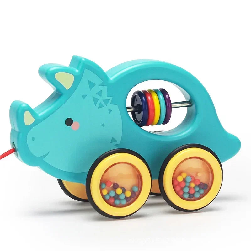 Wooden Pull-Along Animal Toy - Triceratops