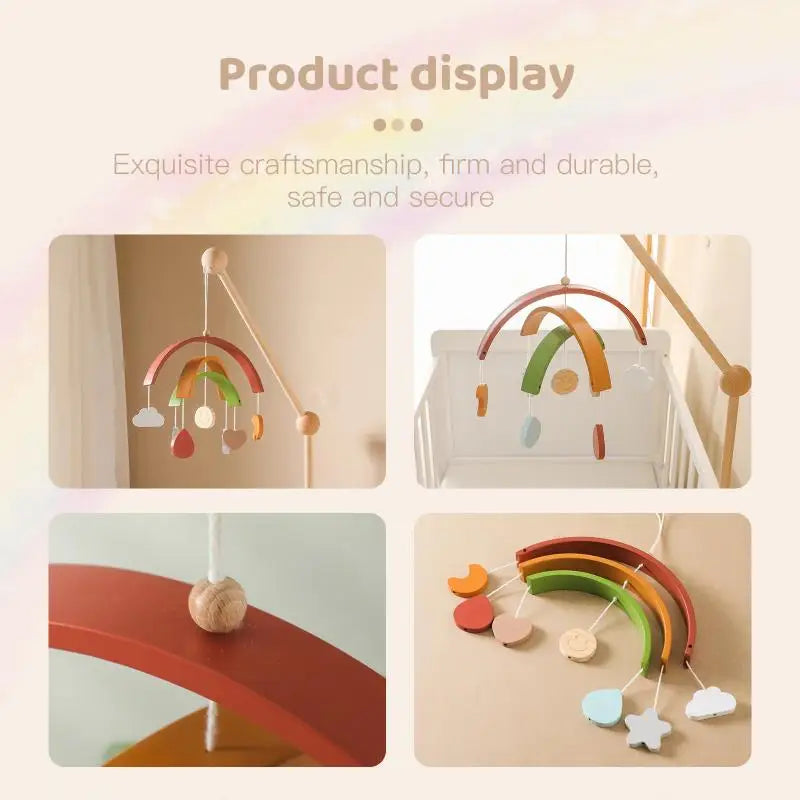 Montessori Wooden Rainbow Mobile – Hanging Crib Rattle Toy
