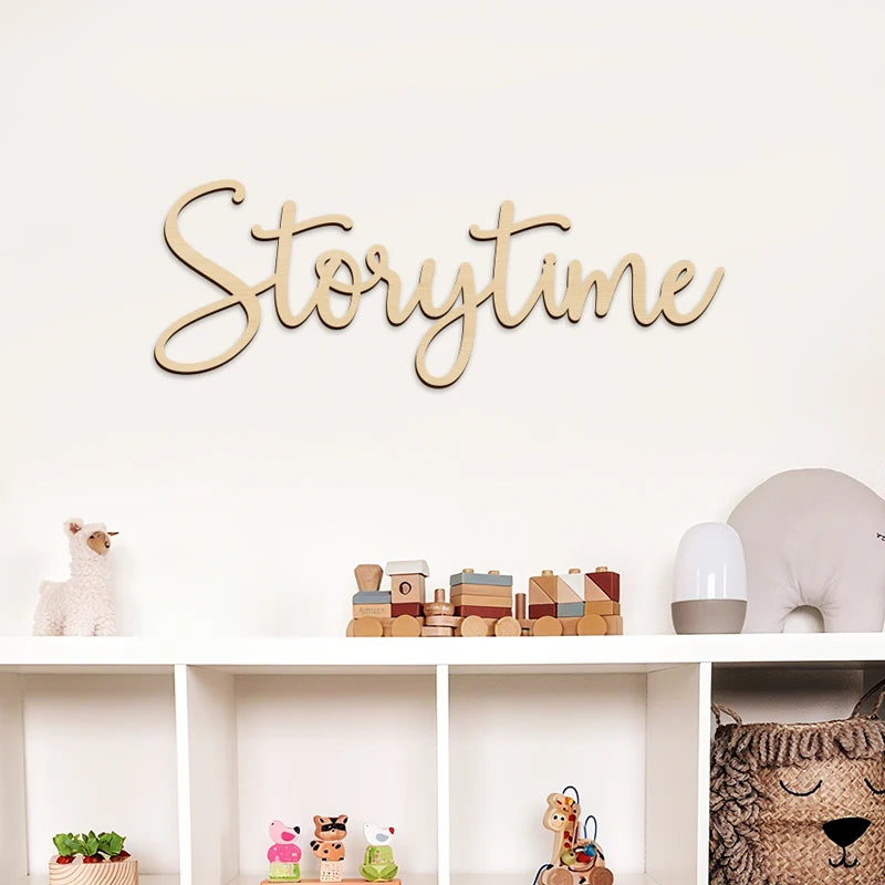 Wooden Storytime Wall Sign for Baby Room