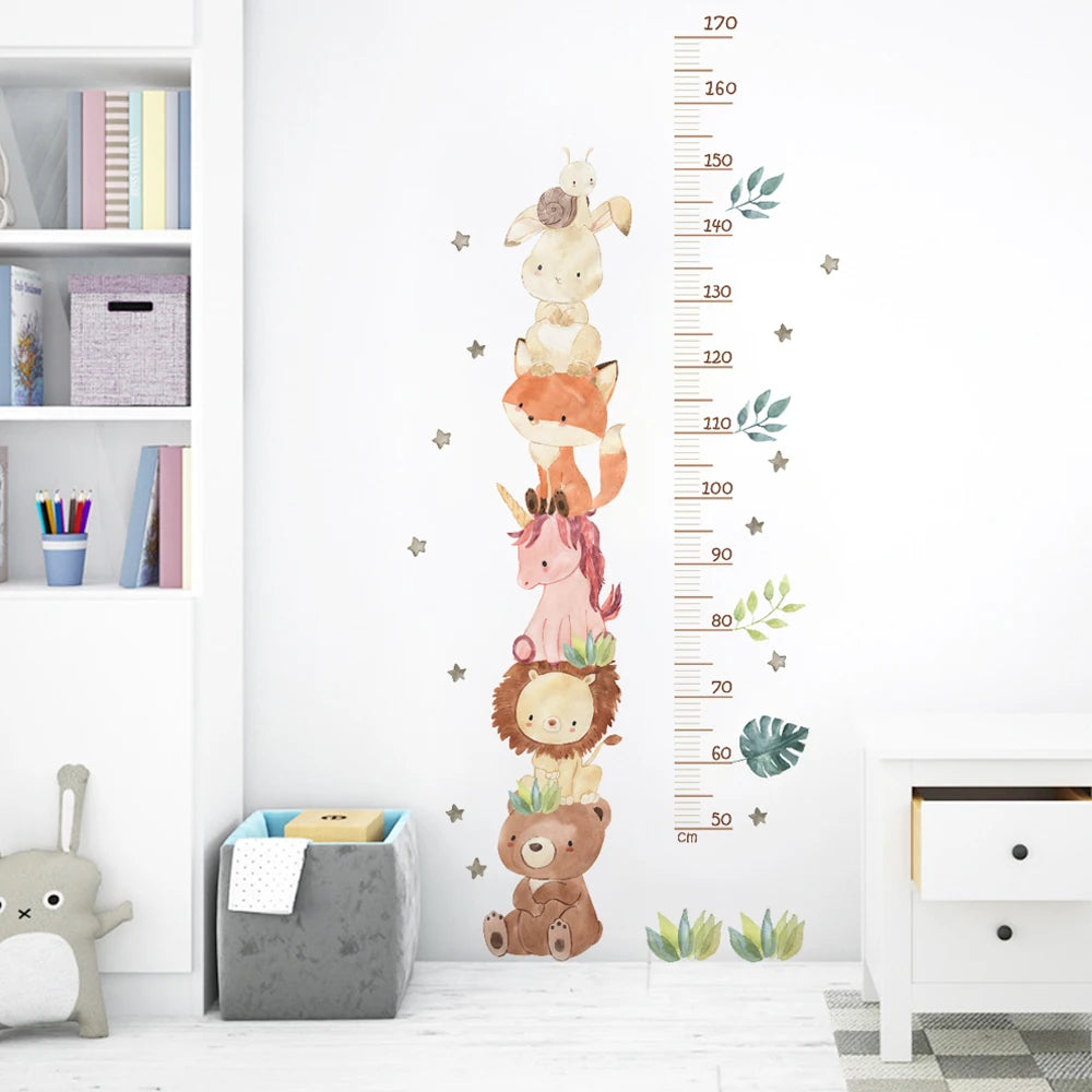 Baby Nursery Growth Chart Wall Sticker - Animals