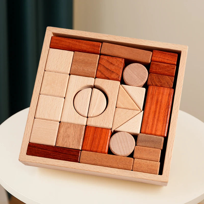 Montessori Wooden 29-Piece Building Block Set