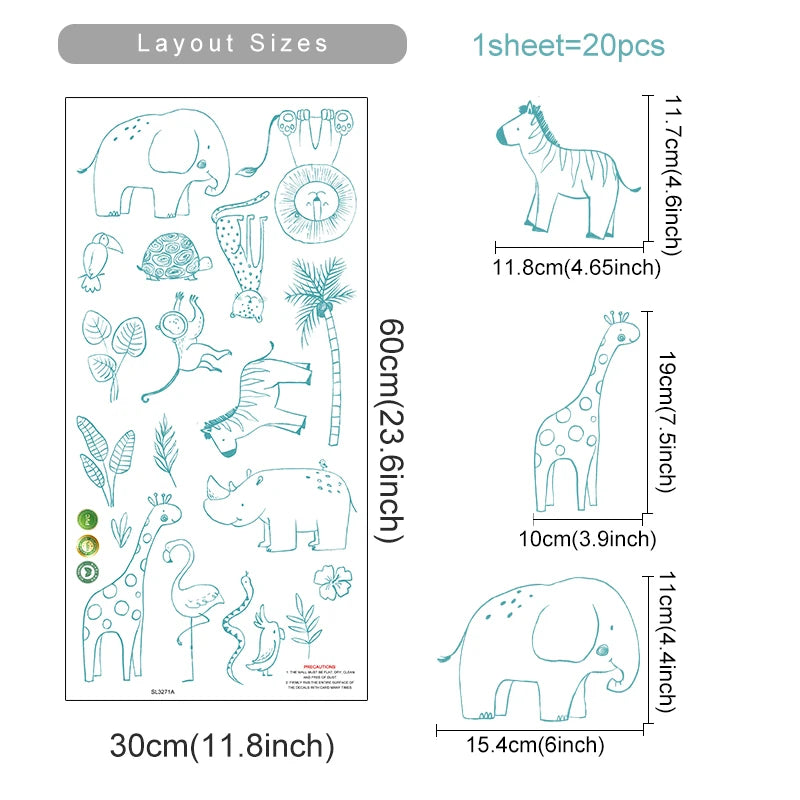 Nursery Wall Stickers Removable Vinyl Decals - Jungle