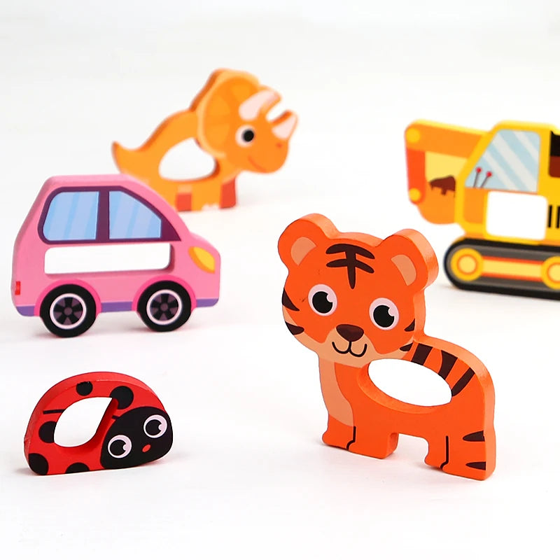 Montessori 3D Wooden Puzzle Cartoon Animal Board