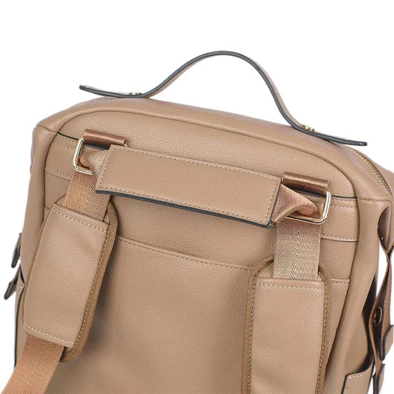 Luxury Leather Diaper Bag Backpack – Large Capacity Travel Bag