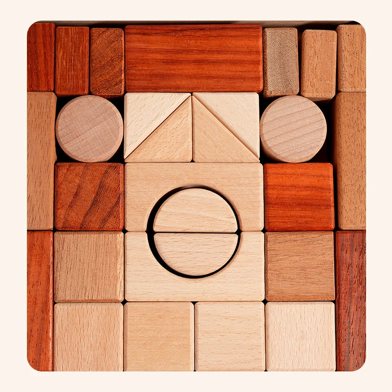 Montessori Wooden 29-Piece Building Block Set