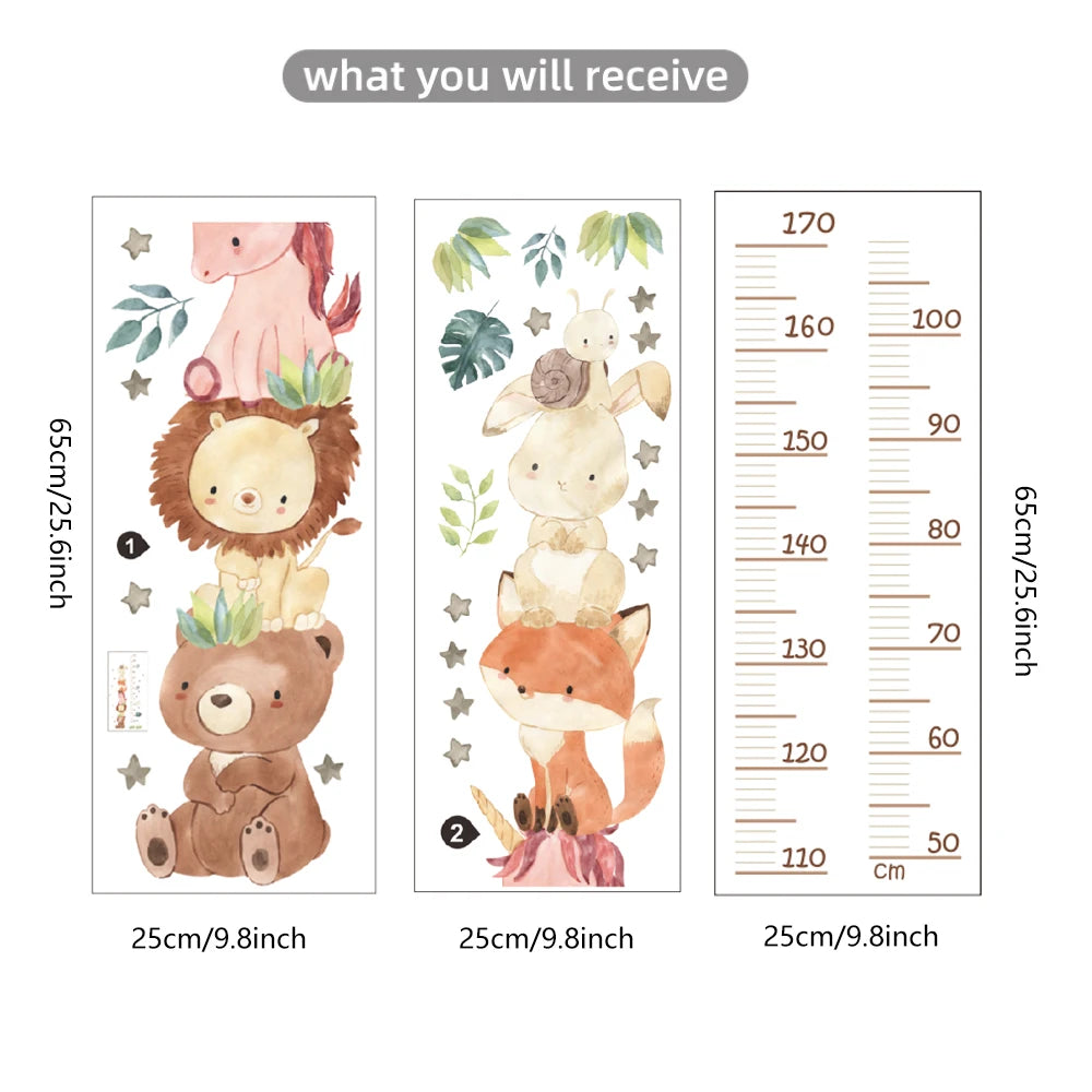 Baby Nursery Growth Chart Wall Sticker - Animals