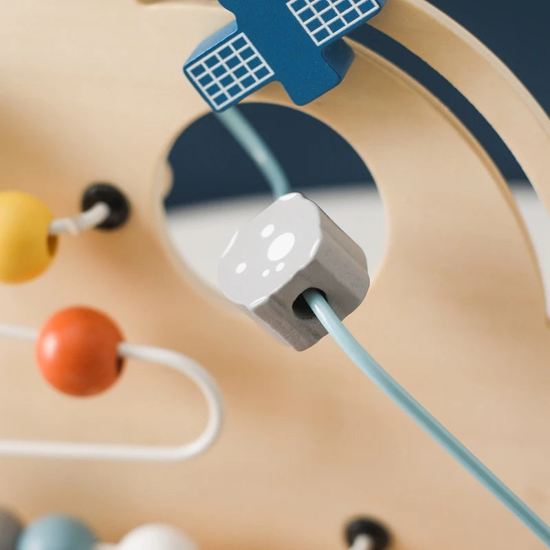 Montessori Baby'S Wooden Planet Rocket Maze Toy