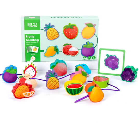 Montessori Wooden Bead Threading Toy - Fruits