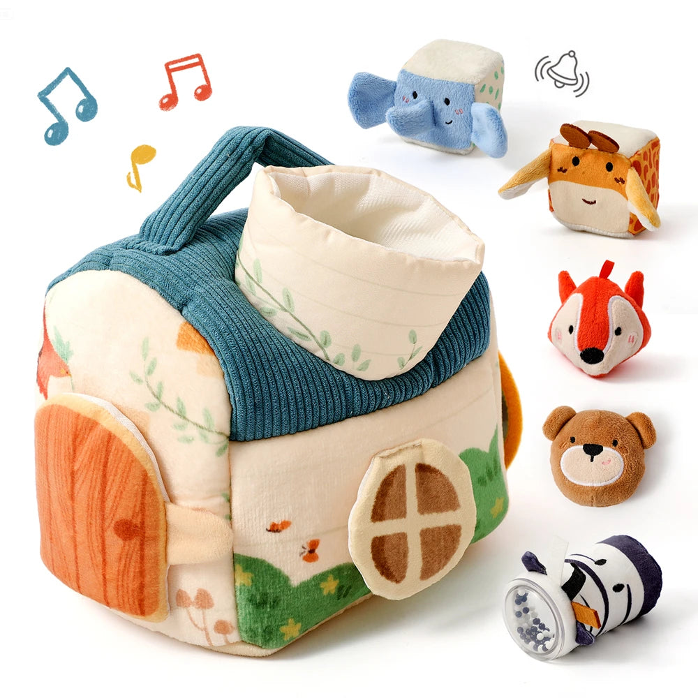 Montessori Plush Farm Animal Barn Set – Musical & Cognitive Toy