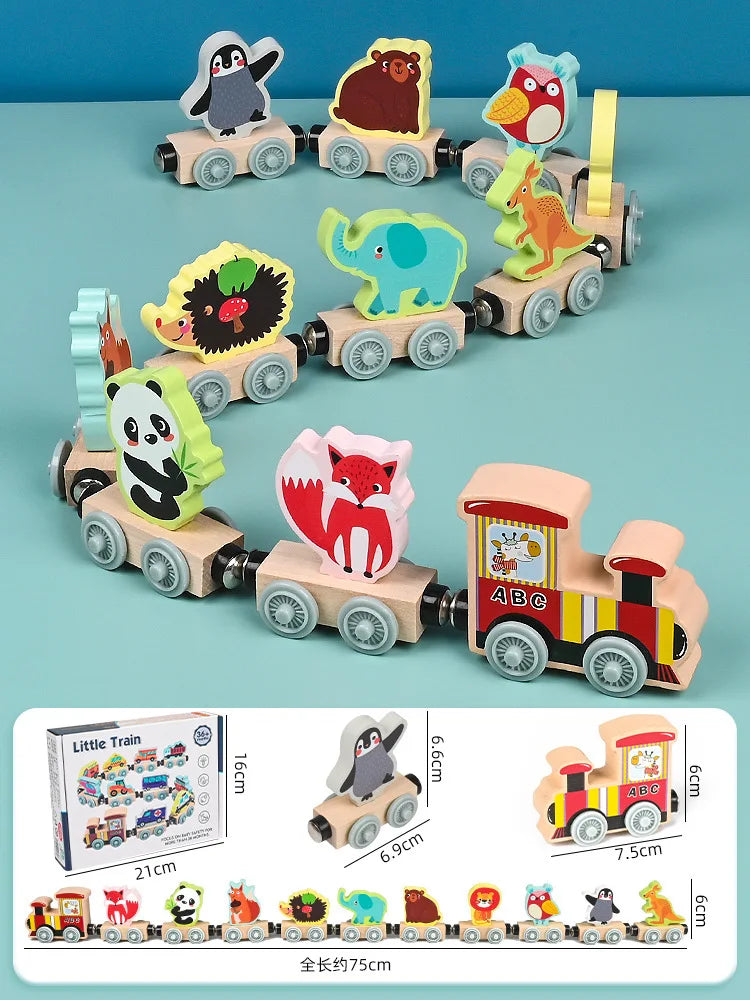 Montessori Wooden Magnetic Train Set - fruit