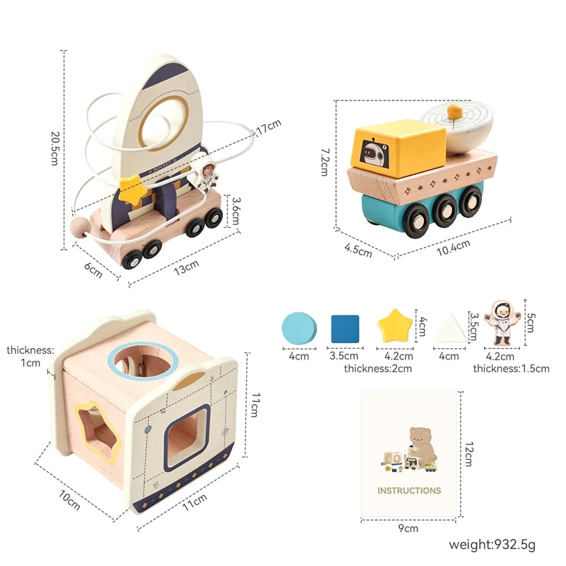 Space Rocket Maze & Space Station Shape Sorter with Magnetic Transporter